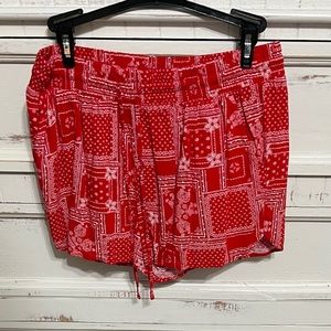 Mossimo flowy red and white shorts